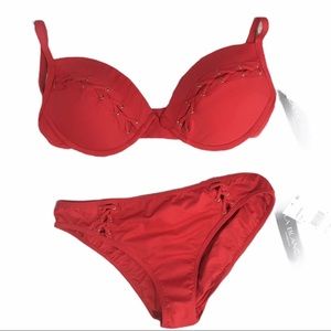 NWT La Blanca Sexy Red Laced Bikini